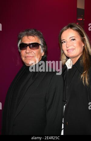 Designer Roberto Cavalli and his friend Eva attend the opening of Roberto Cavalli new store in Paris, France on February 26, 2008. Photo by Denis Guignebourg/ABACAPRESS.COM Stock Photo