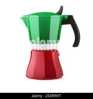 Coffee maker cane, Italian flag design, isolated on white with clipping path Stock Photo