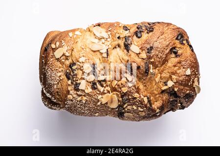 Holiday easter sweet bread with chocolate and raisins, homemade baked bread Stock Photo