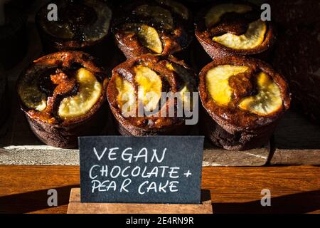 healthy vegan pear cake with chocolate. Clean eating Stock Photo