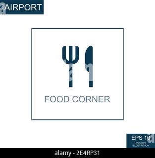 Abstract icon food corner on airport theme - Vector illustration Stock Vector