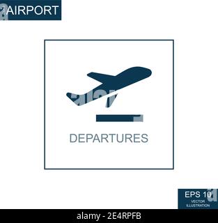 Abstract icon of departure flight on airport theme - Vector illustration Stock Vector