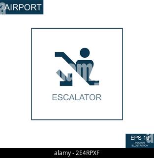 Airport escalator abstract icon on airport theme - Vector illustration Stock Vector