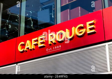 Sign for Cafe Rouge restaurant in St. Katharine Docks, London, UK Stock Photo