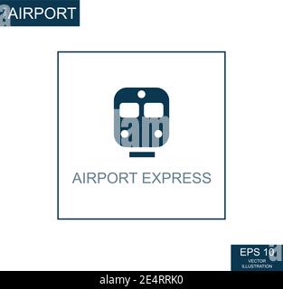 Abstract icon express train on airport theme - Vector illustration Stock Vector