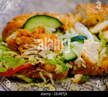 Crispy Chicken Tender Sub Sandwich Stock Photo