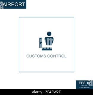 Abstract icon customs control on airport theme - Vector illustration Stock Vector