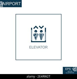 Abstract icon elevator on airport theme - Vector illustration Stock Vector