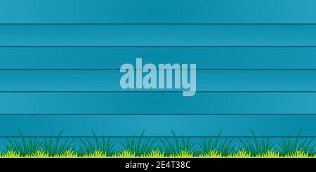 Vector illustration of grass and blue wooden texture backgrounds Stock Vector