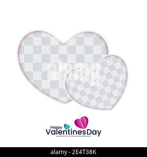 Valentine's Day, the concept of love. Two heart-shaped blank frames on a white backgrounds Stock Vector
