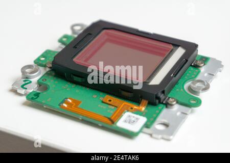 CMOS sensor on a green electronic pcb from digital camera Stock Photo