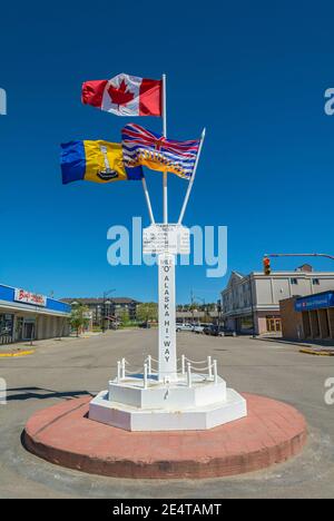 Canada, British Columbia, Dawson Creek, Mile "0" Post 1946 Stock Photo
