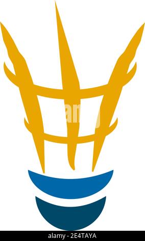 Badminton championship logo design inspiration with shuttlecock icon illustration template Stock Vector