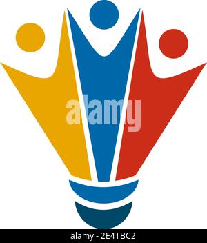 Badminton championship logo design inspiration with shuttlecock icon illustration template Stock Vector