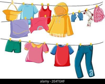 Isolated clothes on the rack display illustration Stock Vector