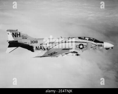 McDonnell F-4B Phantom II of VF-161 drops M117 bomb over Vietnam, circa ...