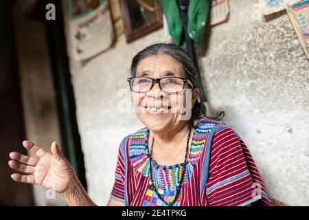 Elderly woman in San Juan la Laguna, Guatemala., Central America. Stock Photo