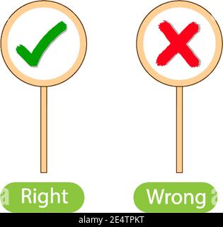 Opposite words with right and wrong illustration Stock Vector Image ...