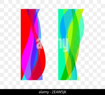 Set of wavy lines. Abstract color waves Stock Vector
