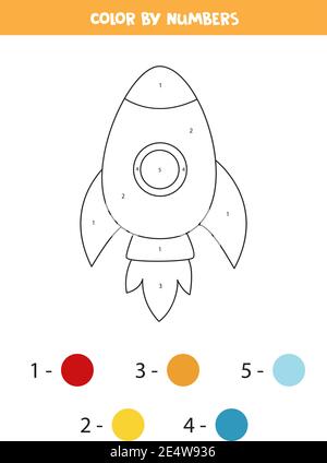 Rocket Color by Number Pages - KDP Graphic by Sei Ripan · Creative Fabrica