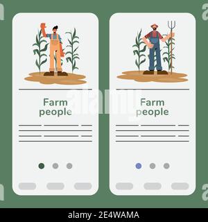 Farm people in banners design, Agronomy lifestyle agriculture harvest and farming theme Vector illustration Stock Vector