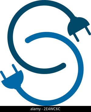 Electric cable plug in logo design inspiration vector template Stock Vector