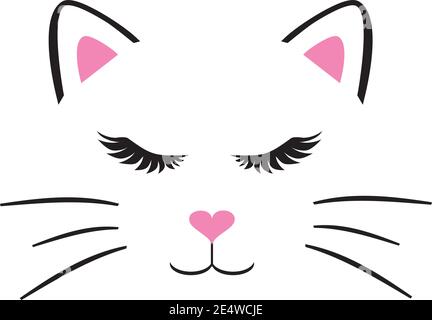 Funny angry cat face with a pink heart nose Vector Image