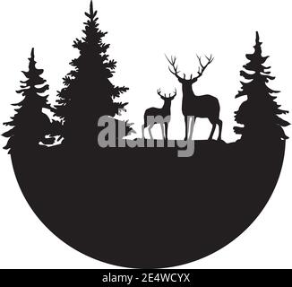 vector illustration of a logo. Forest, deer logo concept. Stock Vector
