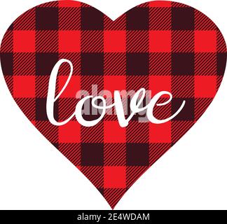vector illustration of a buffalo plaid heart. valentine heart. Stock Vector