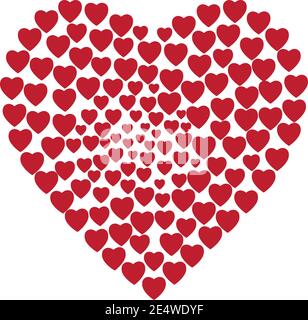 vector illustration of a red heart made of hearts Stock Vector