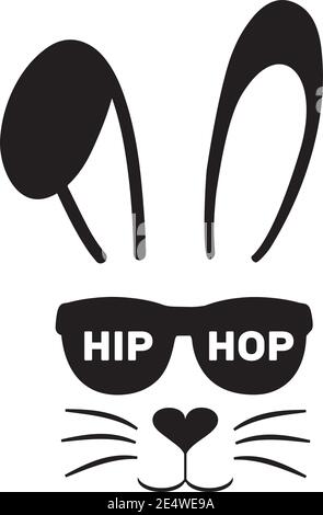 vector illustration of a cute hip hop bunny with sunglasses. Stock Vector