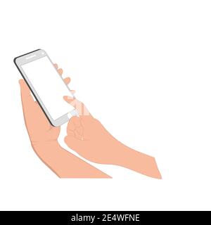 image graphics hand hold smart phone isolated white background vector illustration copy space for text Stock Vector