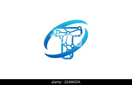letter t connect tech abstract logo symbol icon vector graphic design Stock Vector