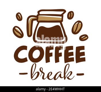 Coffee break, shop with warm beverages emblem Stock Vector