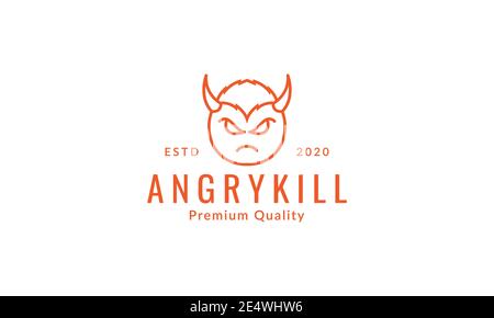 cute devil angry line with horn logo symbol icon vector graphic design Stock Vector