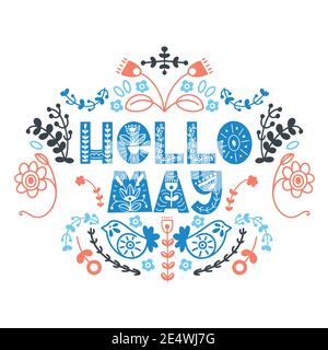 Hello May lettering. Elements for invitations, posters, greeting cards. Seasons Greetings Stock Vector