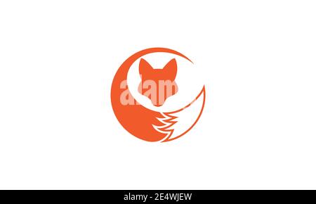 fox head with tail modern logo symbol icon vector graphic design Stock Vector