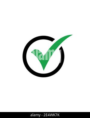 Check list button icon. Check mark in round sign. Stock Vector