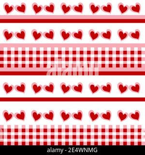 Seamless pattern with red doodle hearts Stock Vector