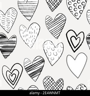 Seamless pattern with doodle hearts Stock Vector