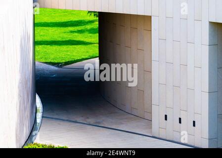 Minimal modern geometric architecture shape in city. Stock Photo