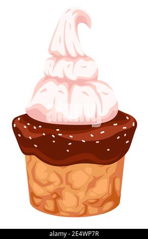 Dessert with mousse and chocolate on cookie vector Stock Vector