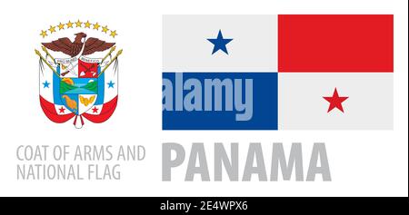 Vector set of the coat of arms and national flag of Panama Stock Vector