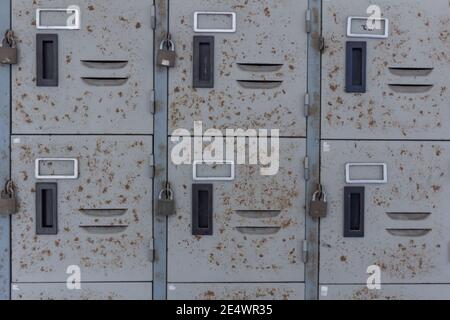 Rusted old cabinet or locker in the school Stock Photo