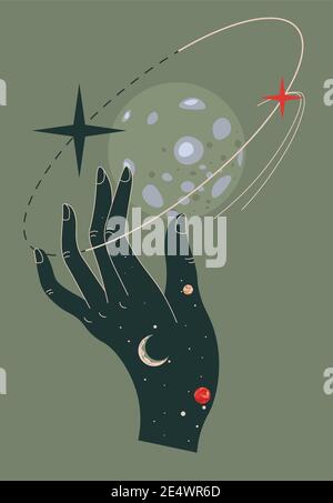 Fantasy outer space scene in cartoon style illustration Stock Vector ...