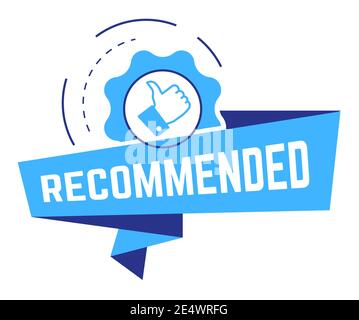 Recommended banner with thumb up and gear ribbon Stock Vector