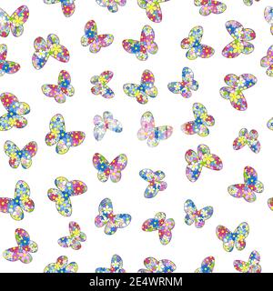 Floral patterned butterflies seamless pattern Stock Vector