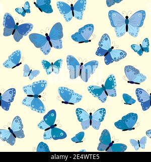Blue butterflies seamless background Stock Vector