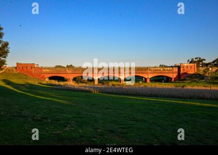 Old Melbourne Sewerage System Truganina Viaduct Bridge near Werribee, Australia Stock Photo