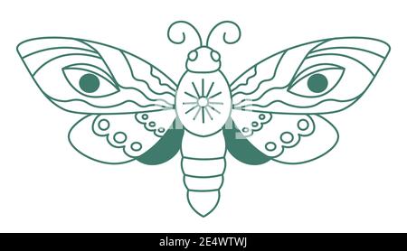Death moth magical symbol, lepidoptera sketch Stock Vector